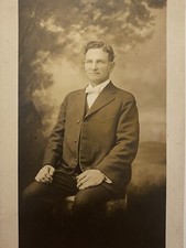 Early 1900s Portrait Man Bowtie Gentleman RPPC Real Photo Postcard Blank Back picture
