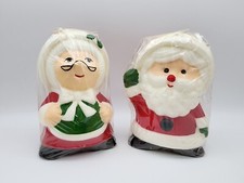 2 CHRISTMAS SANTA & MRS.CLAUS STILL WRAPPED VINTAGE CANDLES MUENCH-KREUZER JAPAN picture