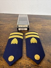 US Coast Guard Lieutenant O‑3 Shoulder Boards Wolf‑Brown Boxed Pair Vintage NEW picture