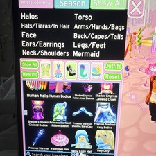 Royale High Inventory Virtual Items Lot - Halos, Hats, Face, Ears NEED GONE picture