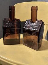 Vintage Set 2 E.C. Booz's Old Cabin Whiskey Bottle Amethyst Purple Wheaton Glass picture