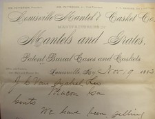 ANTIQUE 1883 LETTERHEAD LOUISVILLE KENTUCKY MANTEL & CASKET CO  picture