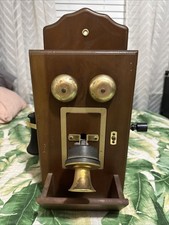 Vintage Japanese AM Radio Novelty Telephone Wood Retro Desk Phone Tested Works picture