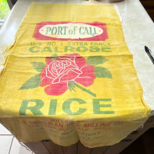 Port of Call Calrose Rice Sack 100 lb Printed Fabric Advertising Bag picture