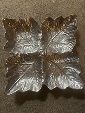 Vintage Cabbage Leaf Aluminum Serving Dish or Tray Platter 10.5'' x 10.5'' picture