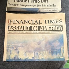 Financial Times September 12, 2001 'Assault on America' 9/11 Newspaper picture