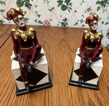 Pair of Harlequin Jester Bookends -  (10.5 inches x 4.5 inches) picture