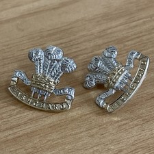 A Pair of WW1 Pembroke Yeomanry Fishguard Collar Badge Welsh Matching Badges  picture