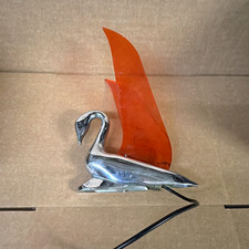 Vintage Chrome Swan Hood Ornament w/ Plastic Wing Emblem, 1930 picture