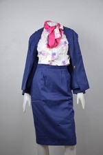 Authentic Thai Airways Classic Orchid Cabin Crew Uniform 4pc Set Scarf picture