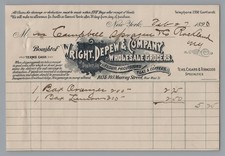 1896 Billhead Wright, Depew & Co. GROCERS, New York, Ephemera picture