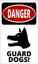 3x5 Danger Guard Dogs Sticker Vinyl Safety Sign Decal Animal Stickers Dog Signs picture