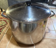 Vintage Revere Ware 16 Qt Stock Pot w/Lid Stainless Steel Copper Bottom Clinton picture