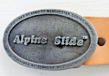 Alpine Slide Belt Buckle 1977 Mfg ASCO Manchester Vermont Promotional Souvenir picture