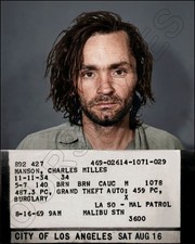 Charles Manson Photo 8X10 - 1969 Mugshot Helter Skelter COLORIZED  picture