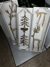 ALDI Merry Moments Reindeer SMALL MEDIUM 8 & 19” Plus Trees Gold Set Of 2 NEW picture
