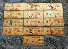 13pc Bugs Bunny Looney Tunes 24k Gold Foil Collectible Novelty Banknote set Mint picture