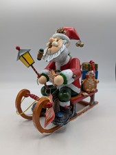 German Holzknoddl Smoker Kathe Wohlfahrt Santa on Sleigh Sled Gingerbread Wooden picture