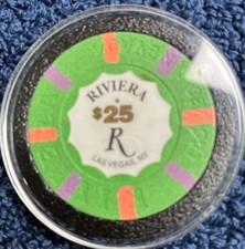 Vintage 1998 Riviera Las Vegas $25 Casino Chip Obsolete Hotel Casino Collectible picture