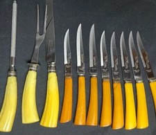 vintage sheffield Butterscotch knife set picture