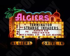 1984 Algiers Drive-In Terminator Karate Kid on Marque in Westland Mi 8x10 Photo picture