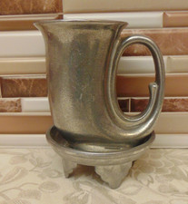 Vintage RWP Wilton Pewter French Horn Mug W/ Holder Made In USA picture