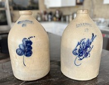 Antique Stoneware 2-Gal Jugs, late 1800’s - Set of two. picture