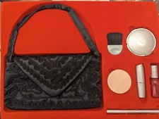 Gale Hayman Beverly Hills Vintage Clutch & Makeup Set, New In Original Box 1990s picture