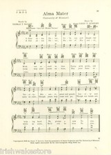UNIVERSITY OF MISSOURI Original Vintage Song Sheet c1936 