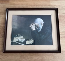 Vtg GRACE Old Man Praying Framed Print Eric Enstrom Blessing Wall Art picture