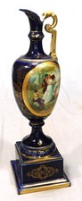 Antique French Sevres-Style Porcelain Ewer Cobalt Blue Gilt c1890 16