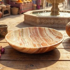 Brown Banded Calcite Stone Bowl Carving (6 Inches) Genuine Pakistan Mineral picture