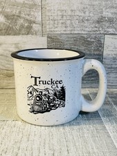 Vintage Truckee California Railroad White Black Stoneware Coffee Mug Cup picture