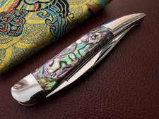 Vtg Queen Abalone #16 Mini Toothpick folding pocket knife Nice Handle Made In US picture