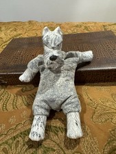 Vintage Schnauzer Dog Ceramic Head & Paws Bean Bag Plush Figurine Bell Collar picture