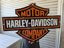 Large Rare Vtg Harley Davidson DOUBLE-SIDED Heavy Porcelain  Sign 24