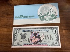 1987 DISNEY $1 ONE DOLLAR WITH ORIGINAL ENVELOPE RARE UNCIRCULATED picture