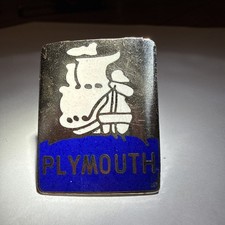 Very Rare 20’s 30’s RADIATOR EMBLEM PLYMOUTH MayFlower BLUE Enamel U.S.A. picture