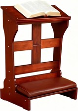 Padded Wood Prayer Bench with Cushion – Kneeler for Home & Church picture