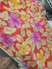 3 Yards Retro Orange Yellow Pink Large Floral Lightweight Fabric Draping Clothin picture