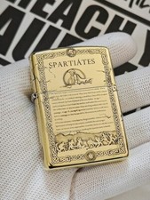 Spartan Warrior Zippo Lighter Brass Armor Engraved Windproof Collectible Gift picture