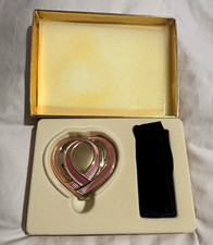 Estée Lauder Heart-Shaped Gold Cosmetic Compact Mirror with Box picture