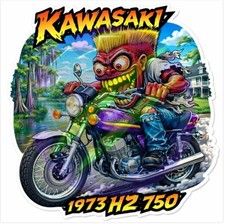1973 Kawasaki H2 750 Die Cut Vinyl Sticker Monsters on Machines 10x10cm Swamp picture