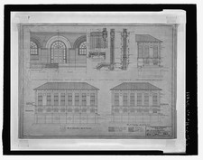 Architectural Blueprint Elevation Drawing 1900s Arched Windows Building Plan picture