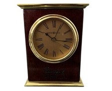 Vintage Howard Miller Brass Cherry Wood Quartz Desk Mantel Clock Chick-fil-A picture