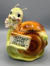 Vtg 1950’s Enesco Japan Porcelain Ceramic Snappy the Snail Instant Coffee Tea picture