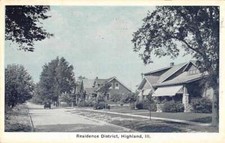 Highland Illinois Residence District Street Scene Vintage Postcard AA56067 picture