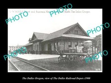 OLD LARGE HISTORIC PHOTO OF THE DALLES OREGON THE RAILROAD DEPOT STATION c1900 picture