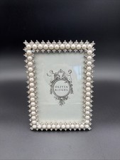 Olivia Riegel Pearl Crystal Jeweled Picture Frame 7” x 5” Silver Glam Decor picture