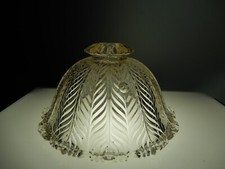 Vintage Clear Embossed Leaf Pattern Glass 3 Chain Ceiling Light Shade picture